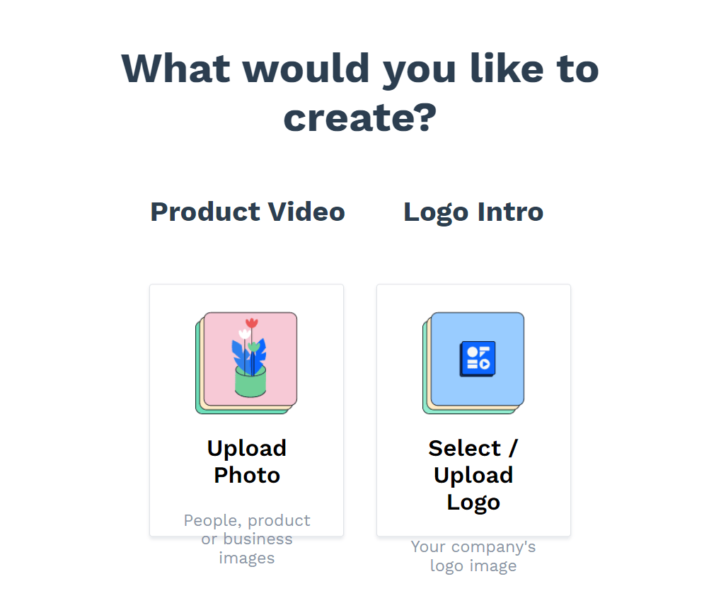 Përdorni opsionin "Krijo inteligjente" për të gjeneruar video të produktit ose prezantime të logos