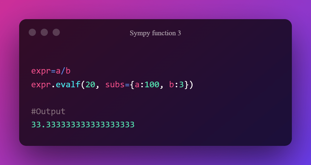 sympy numerical expression_20 digit precision