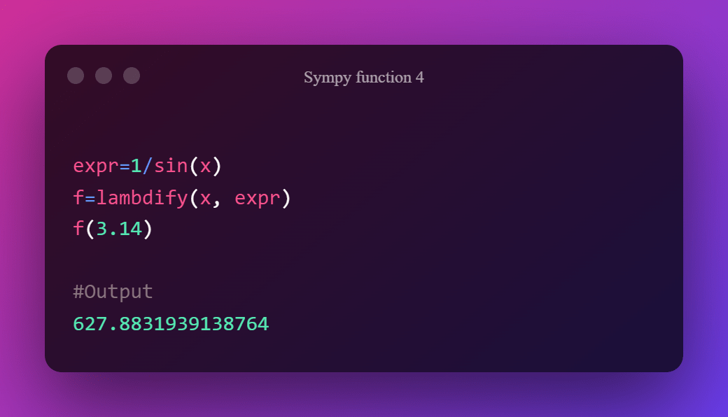 sympy lambdify function