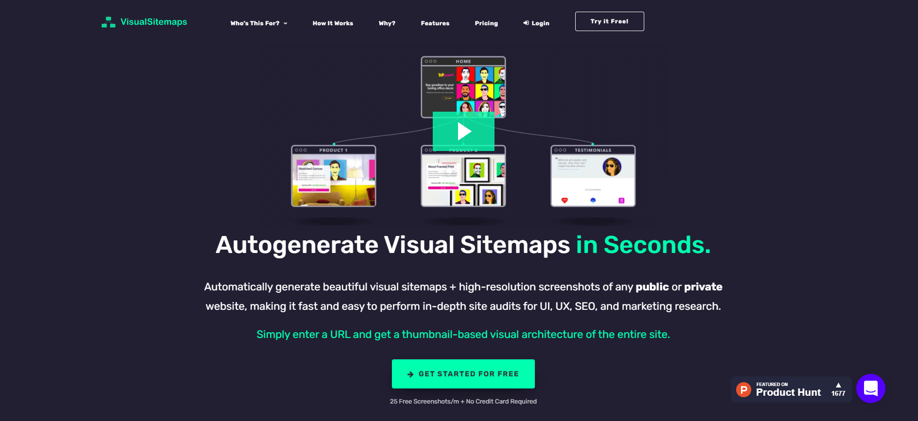 VisualSitemaps एक साइटम्याप निर्माणकर्ता हो जसले कुनै पनि लक्षित वेबसाइटको स्क्रिनसट लिन्छ