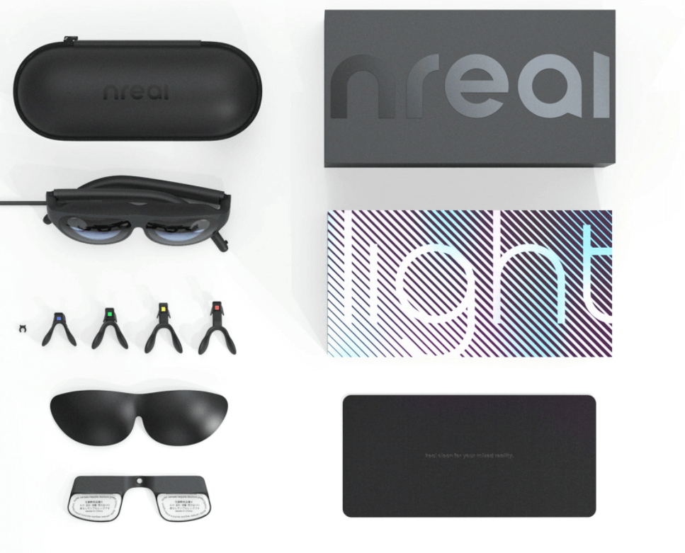 nreal light comes with various accessories