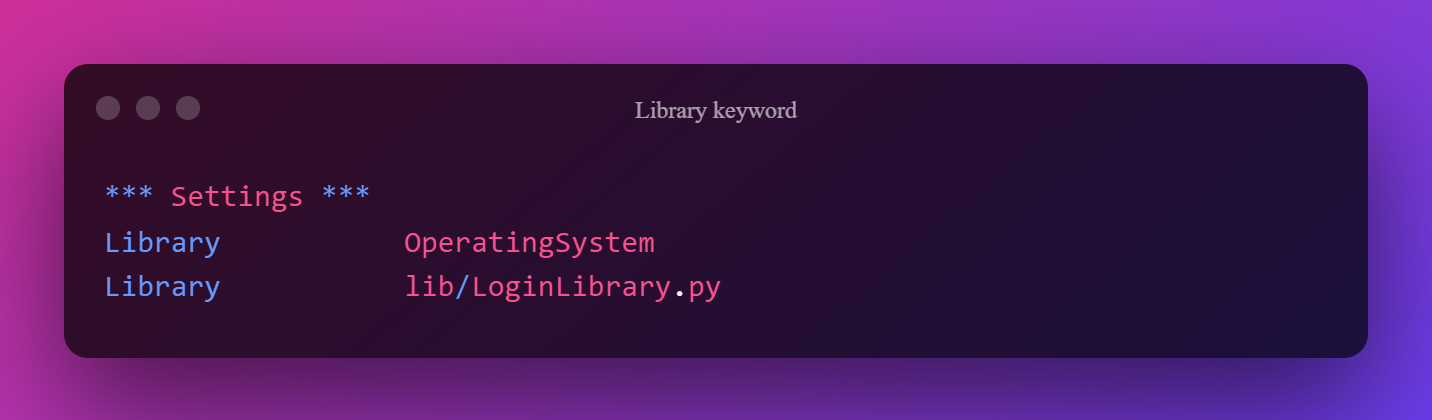 Library Keyword