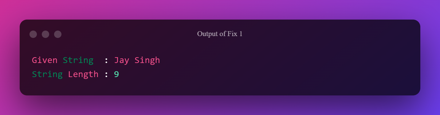 Output Of Fix 1