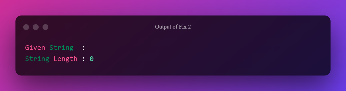 Output Of Fix 2