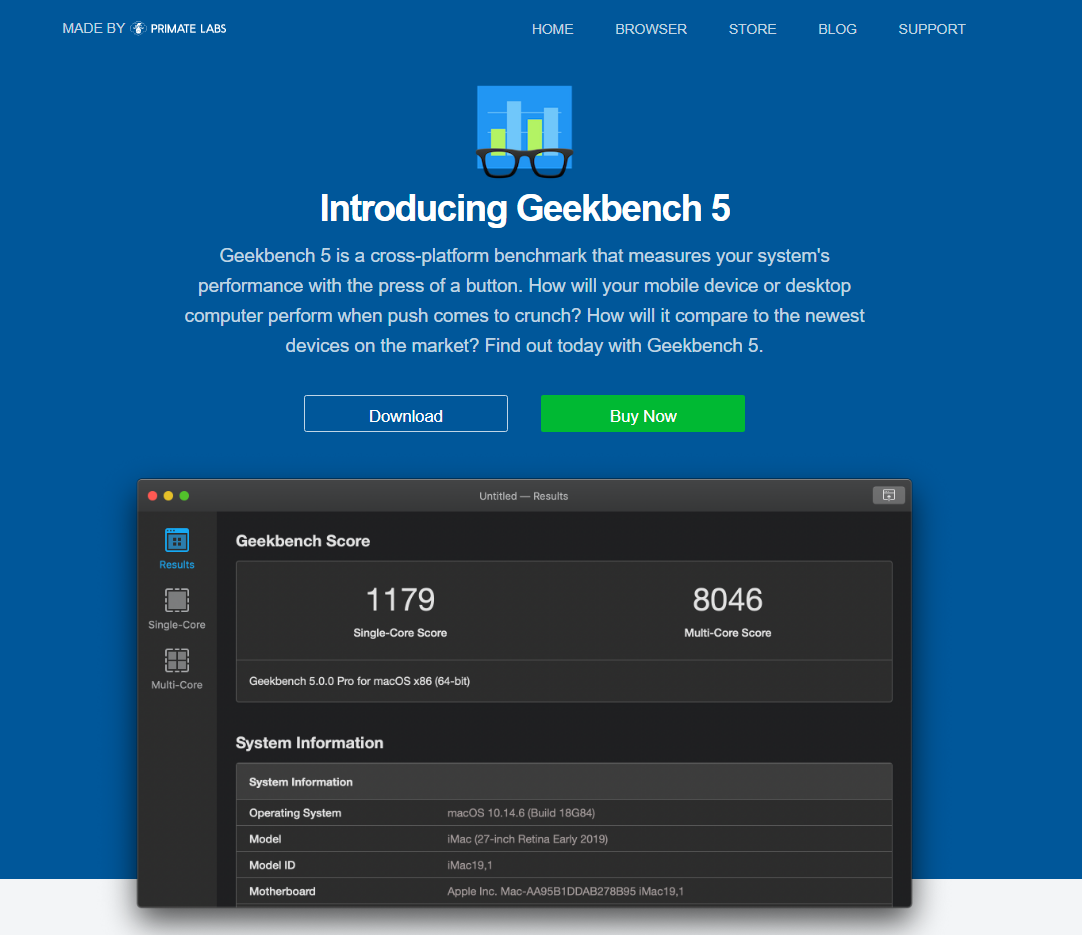 Geekbench 5 benchmark tool