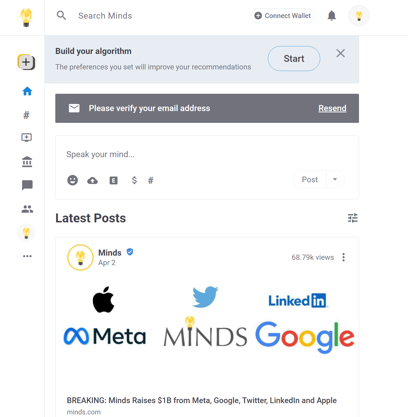 minds social network front page