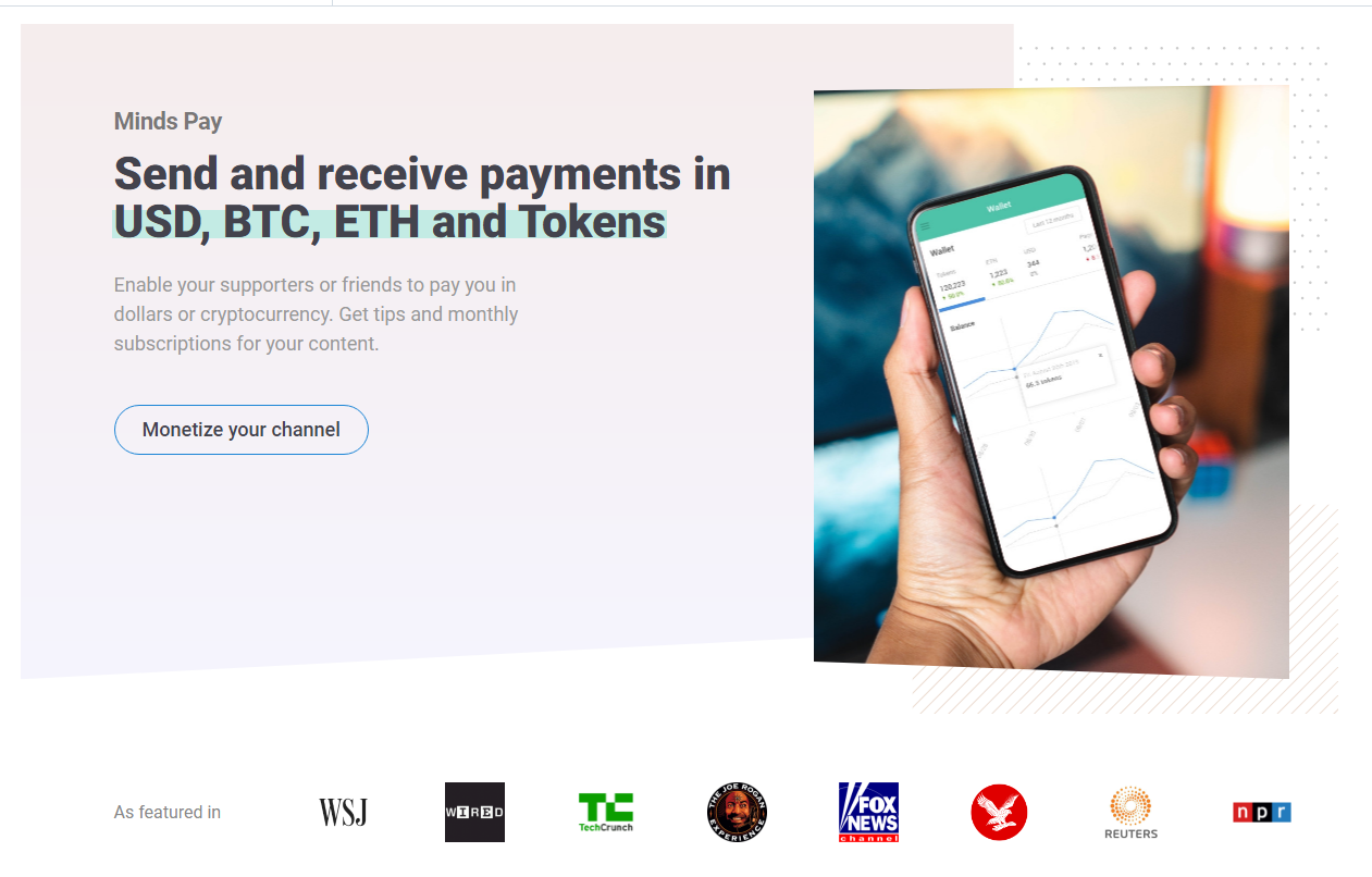 Minds pay allows you to send crypto and fiat currency