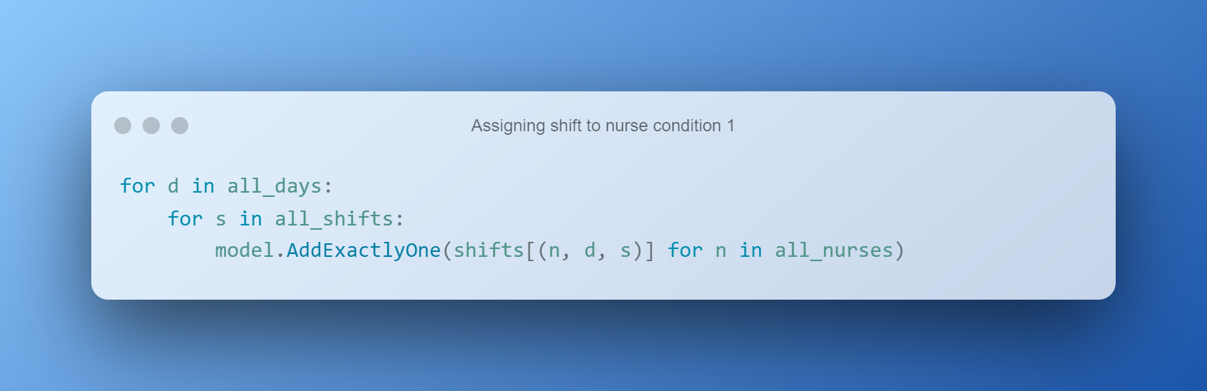 Assigning Shift To Nurse Condition 1
