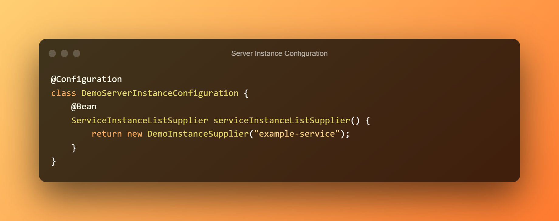 Server Instance Configuration