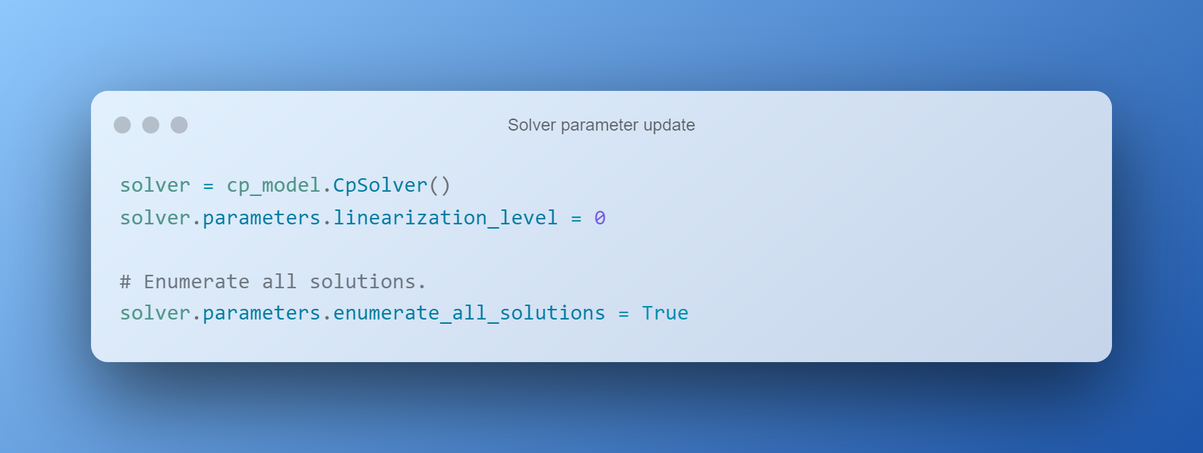 Solver Parameter Update