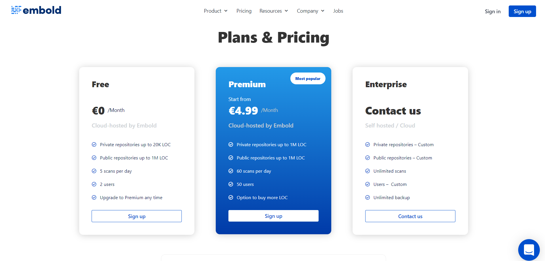 Embold Pricing