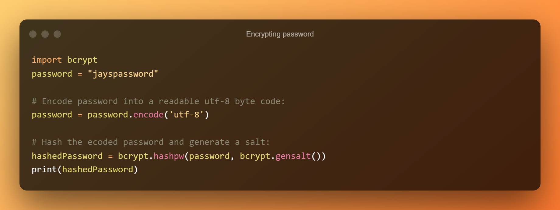 Encrypting Password