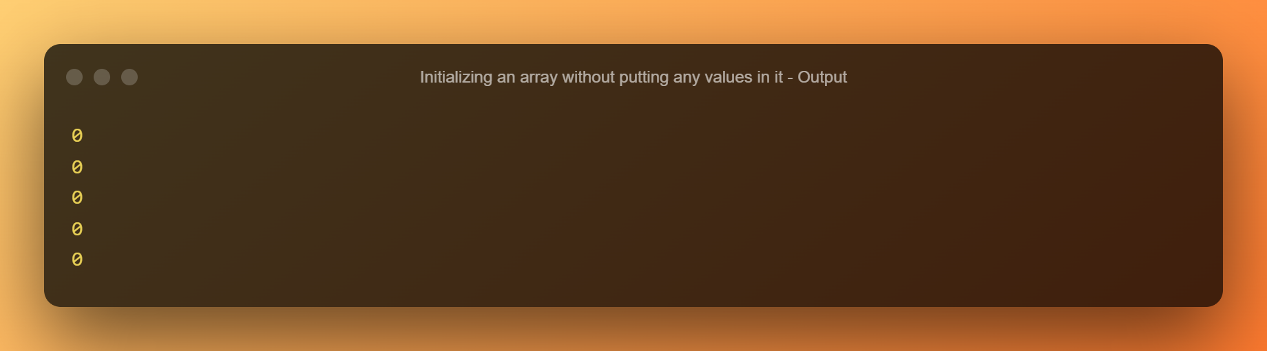 Initializing An Array Without Putting Any Values In It Output