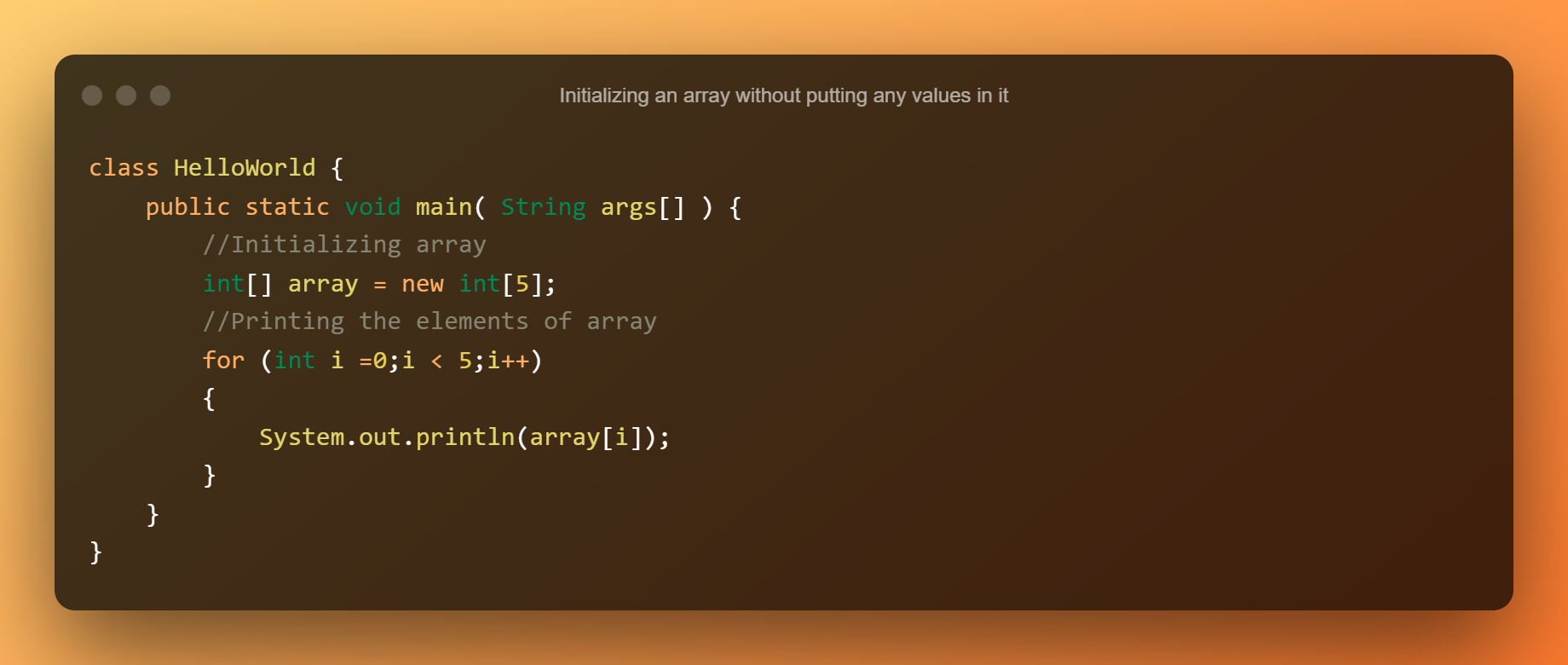 Initializing An Array Without Putting Any Values In It