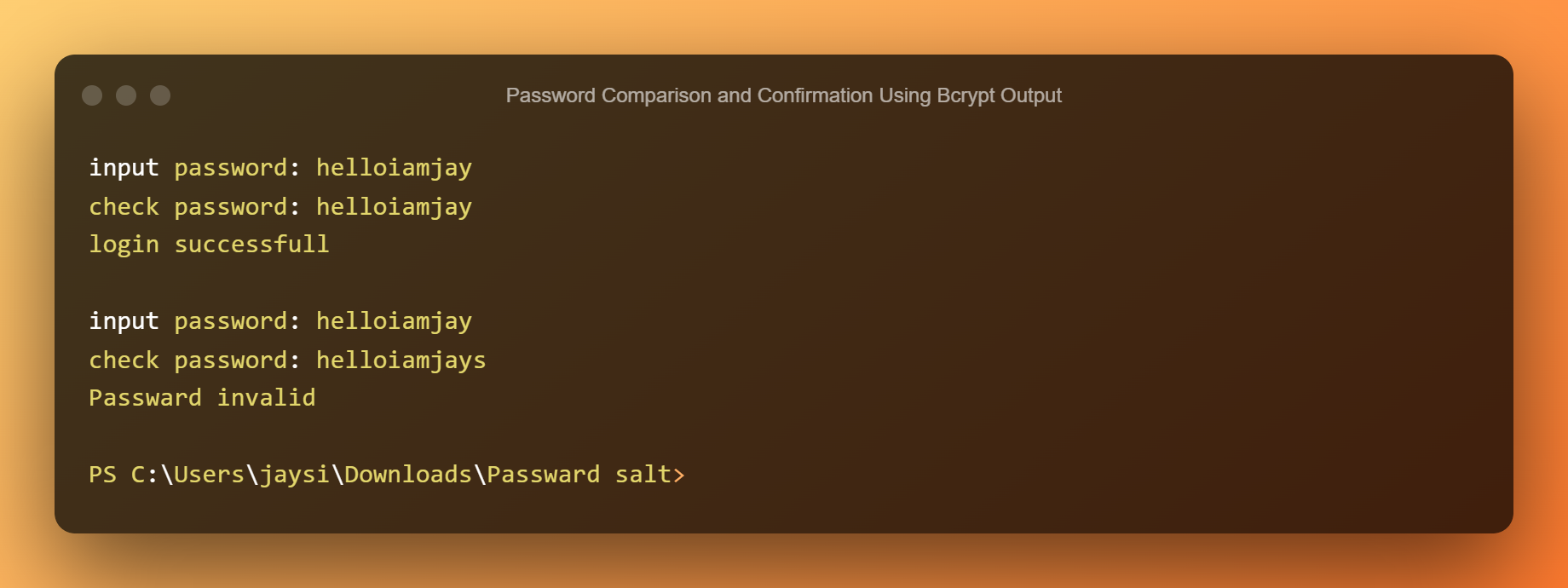 Password Comparison And Confirmation Using Bcrypt Output