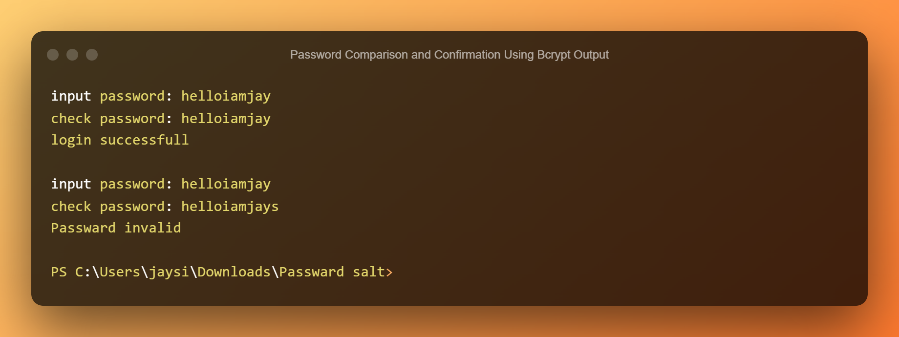 Password Comparatio et Confirmatio Using Bcrypt Output