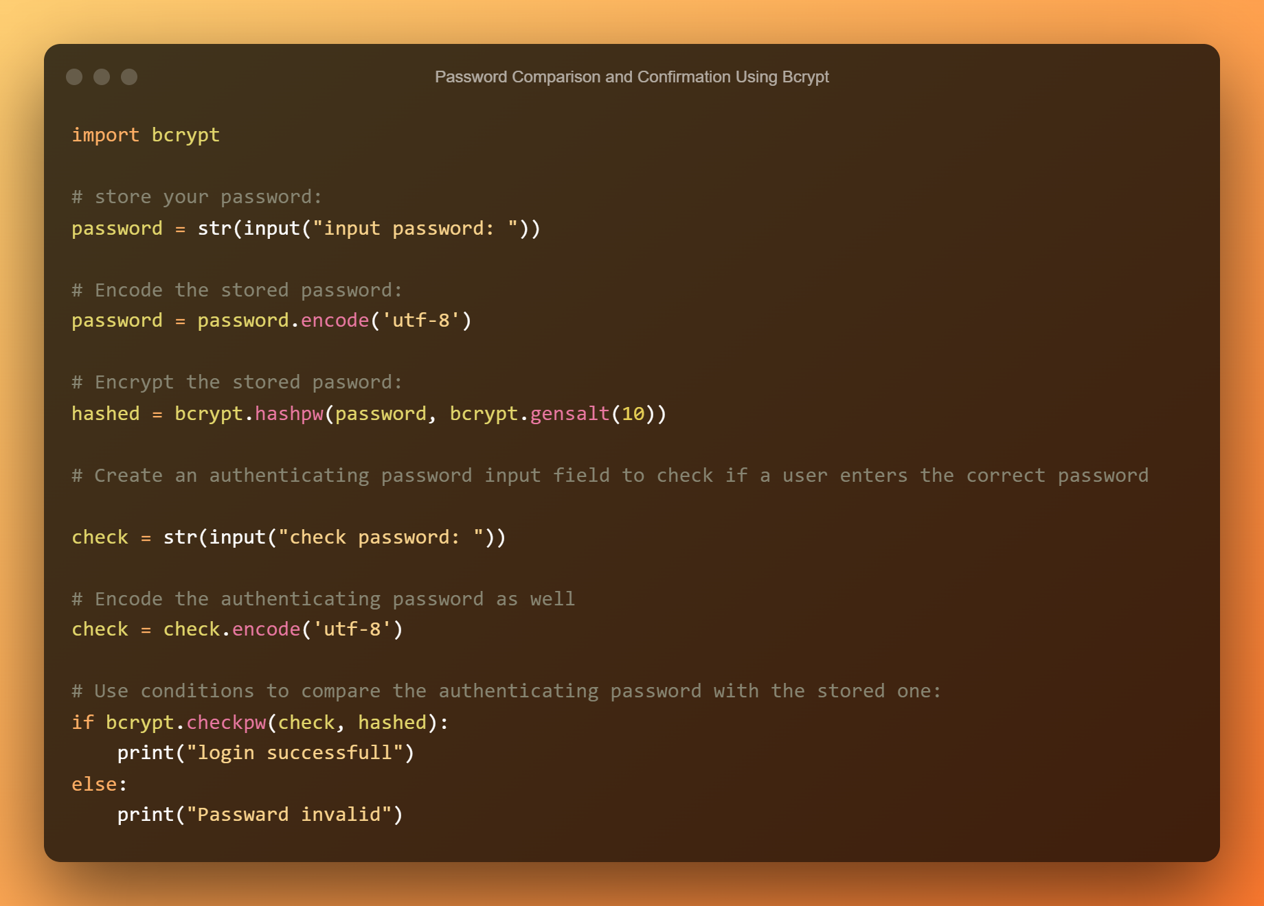 Password comparatio et confirmatio Using Bcrypt