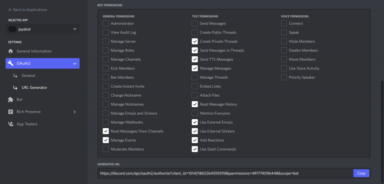 Установить разрешение для бота