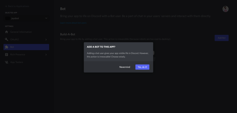 Добавить бота в приложение