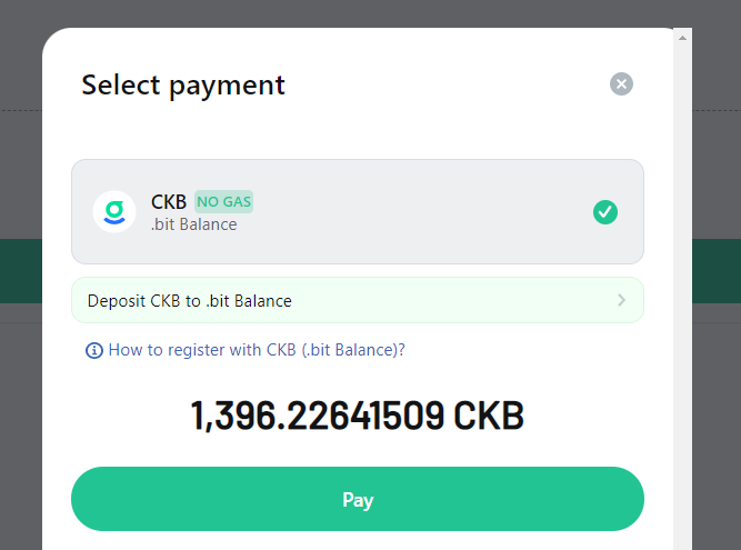 paying for .bit account through CKB tokens