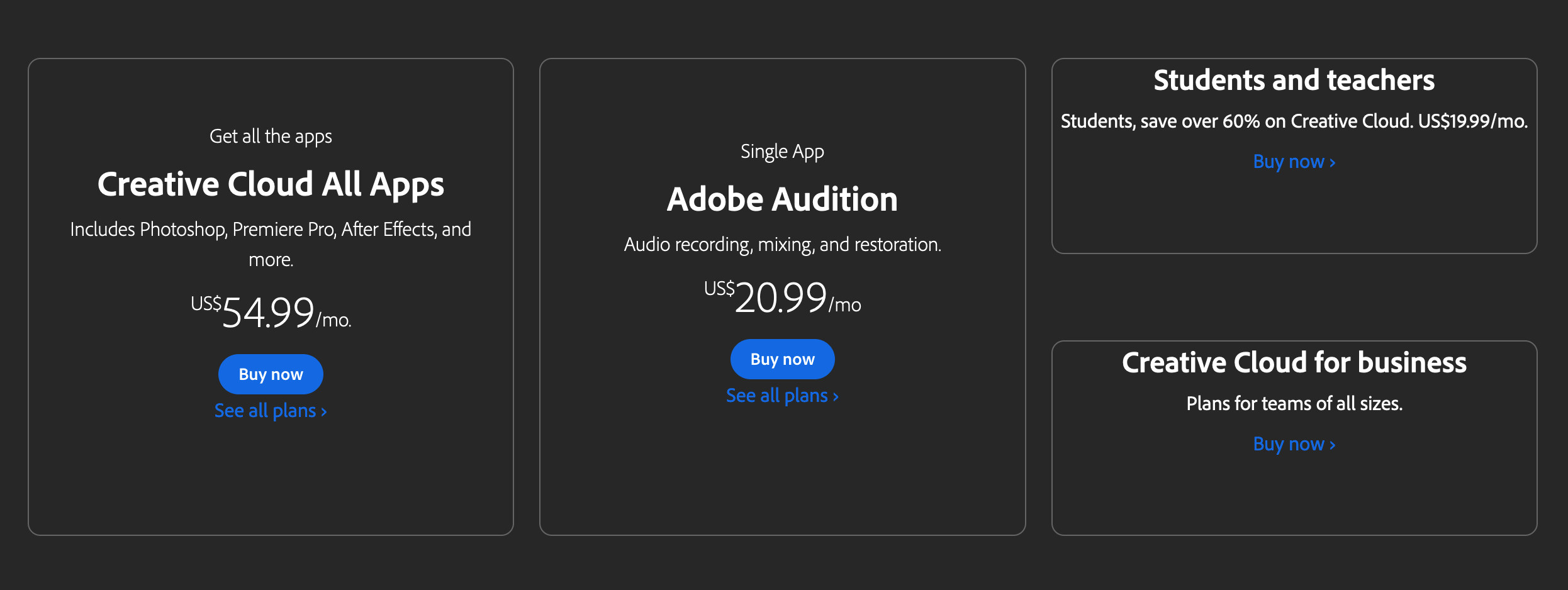 Adobe Audition Pricing 1