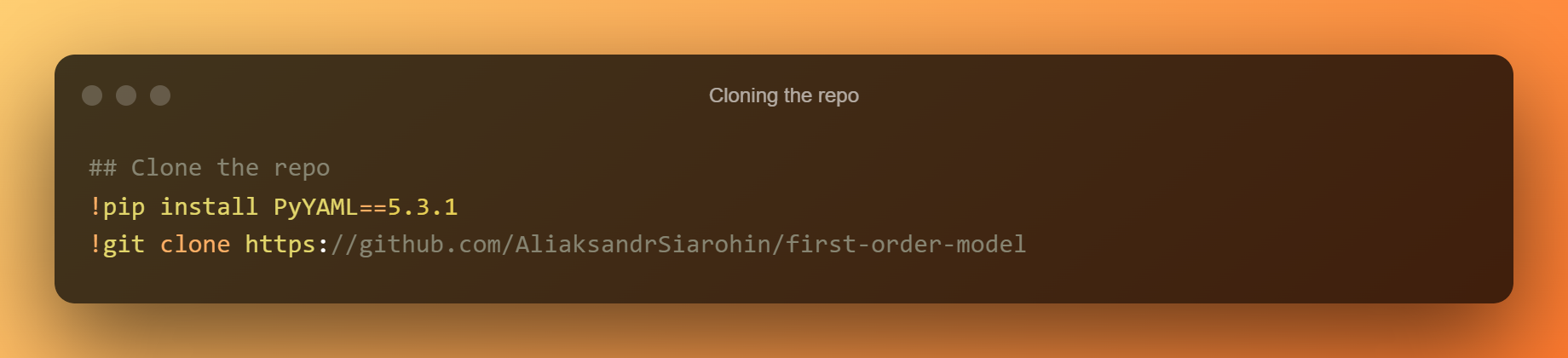 Cloning The Repo