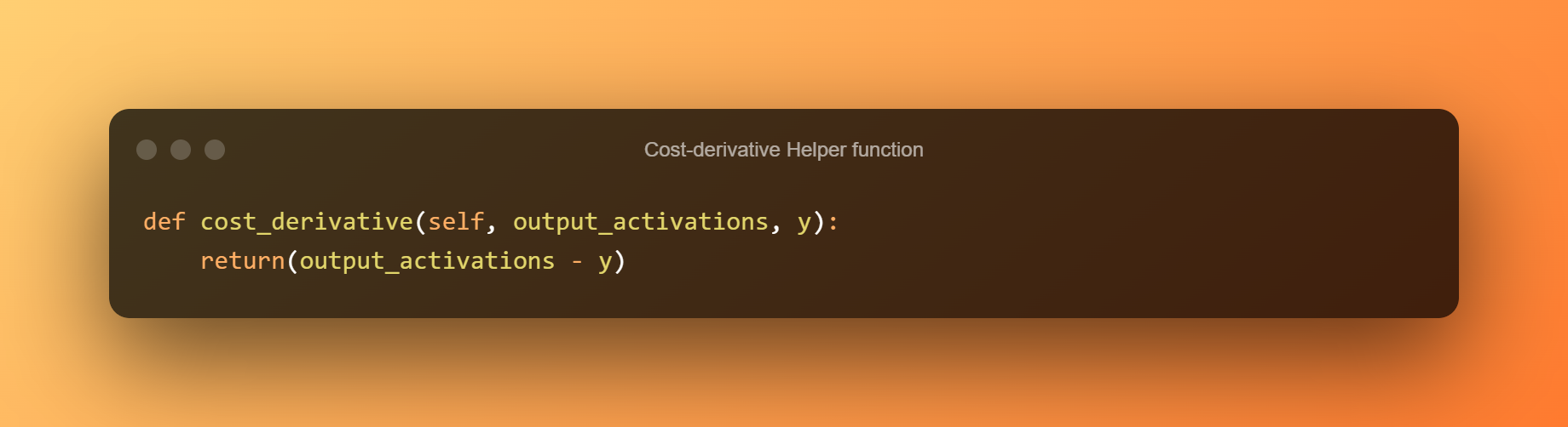 Cost Derivative Helper Function