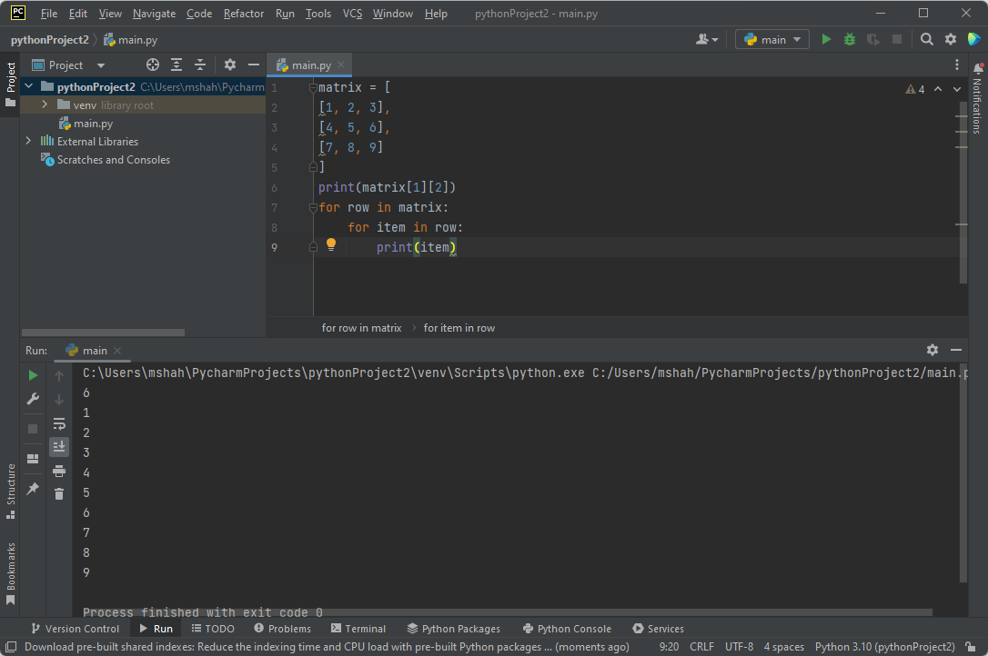 Python 2d List Loop