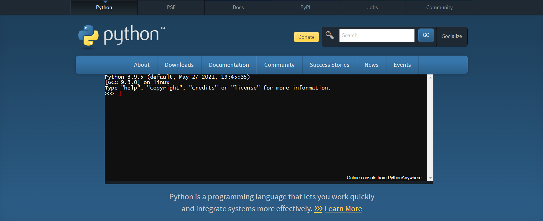 Python.org Shell