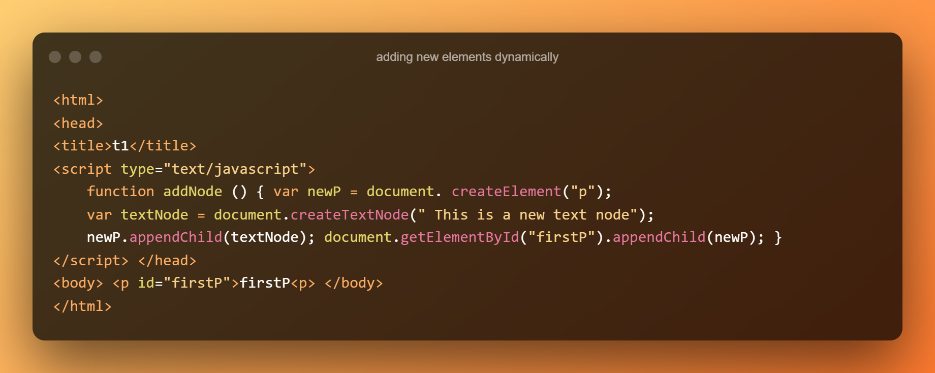 Adding New Elements Dynamically