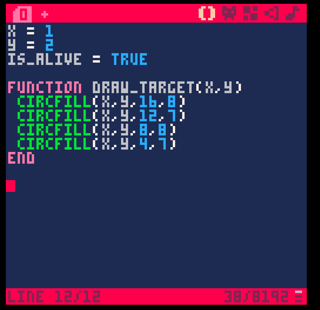 פאַנגקשאַנז אין PICO-8