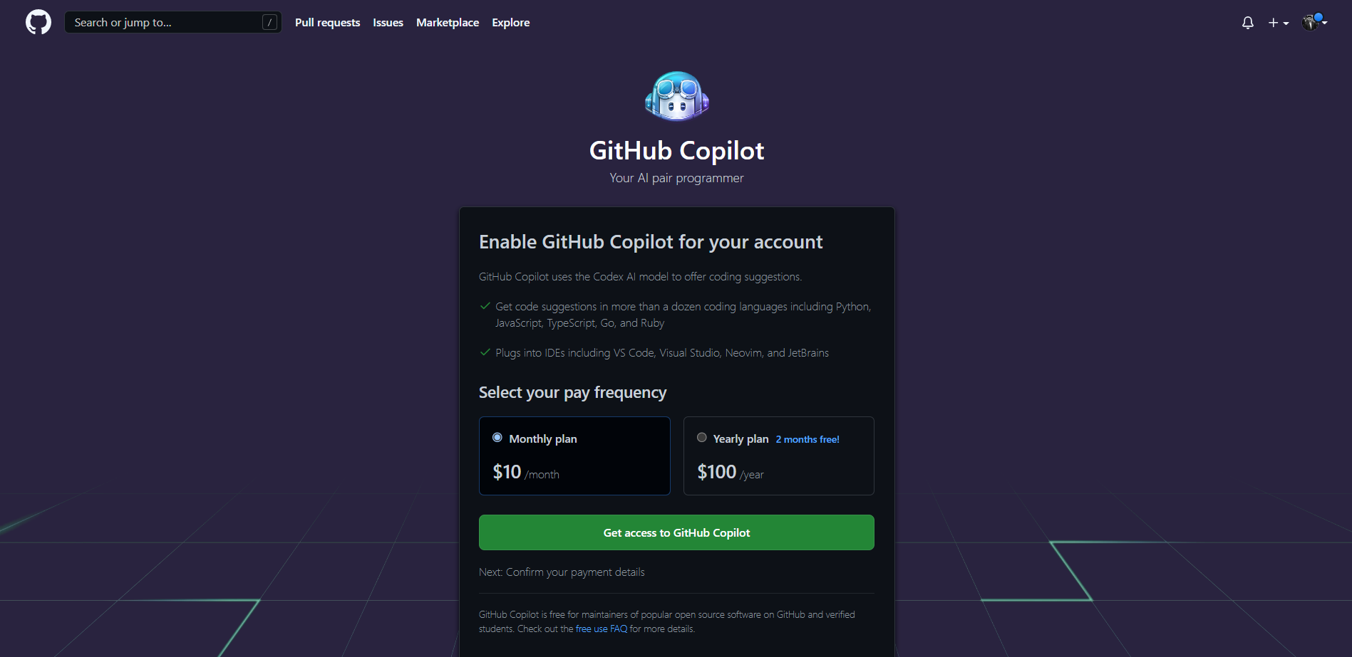 GitHub Copilot Pricing