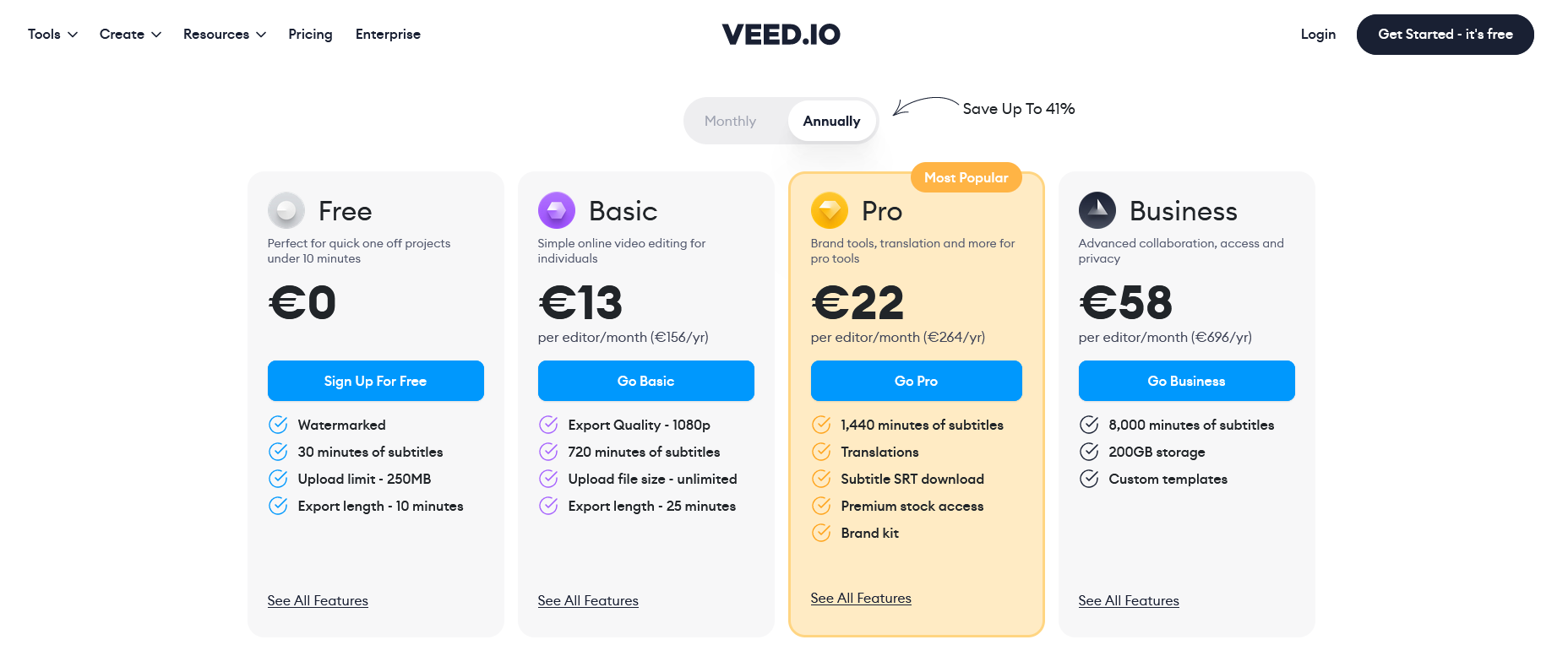 Veed.io Priis