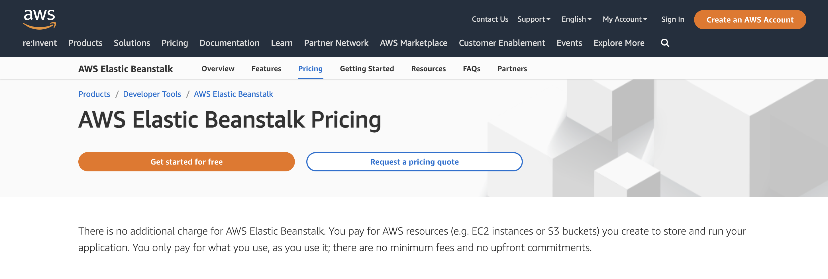 AWS Elastic Beanstalk මිලකරණය