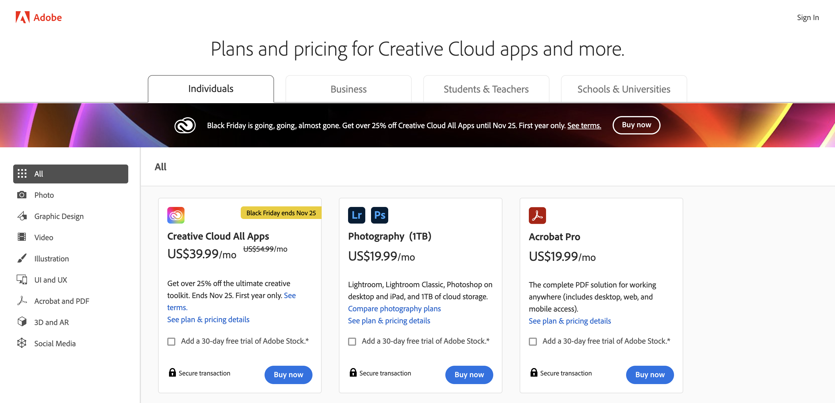 Adobe Creative Cloud Pricing