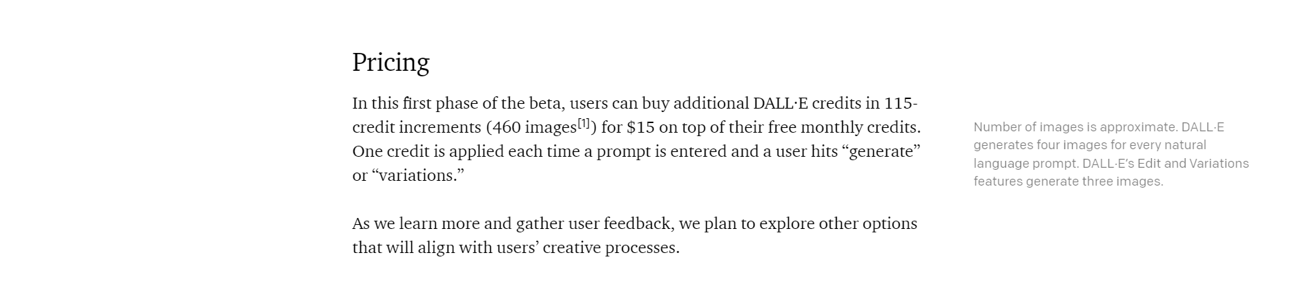 DALL E2 Pricing