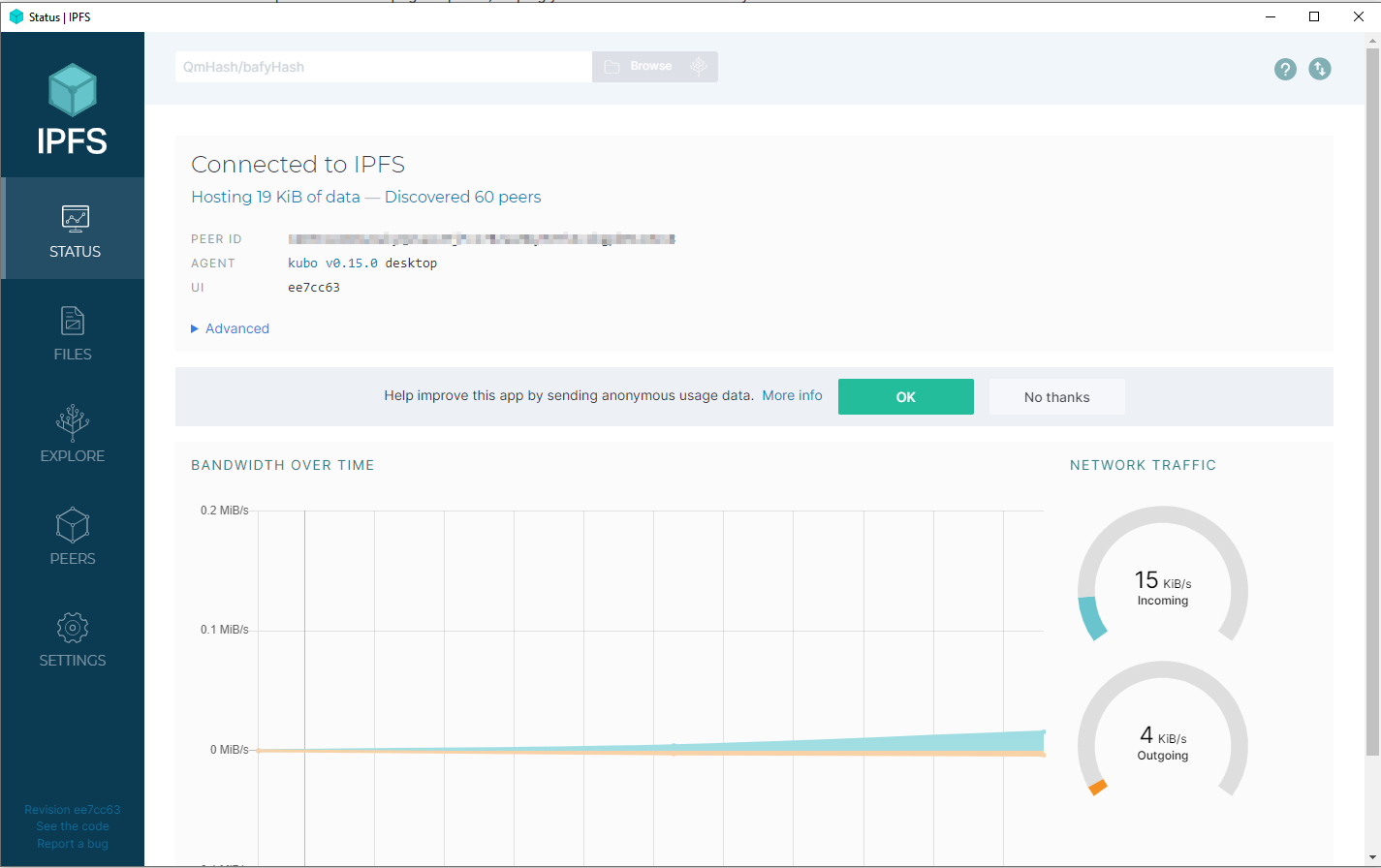 Aplicación de escritorio Ipfs