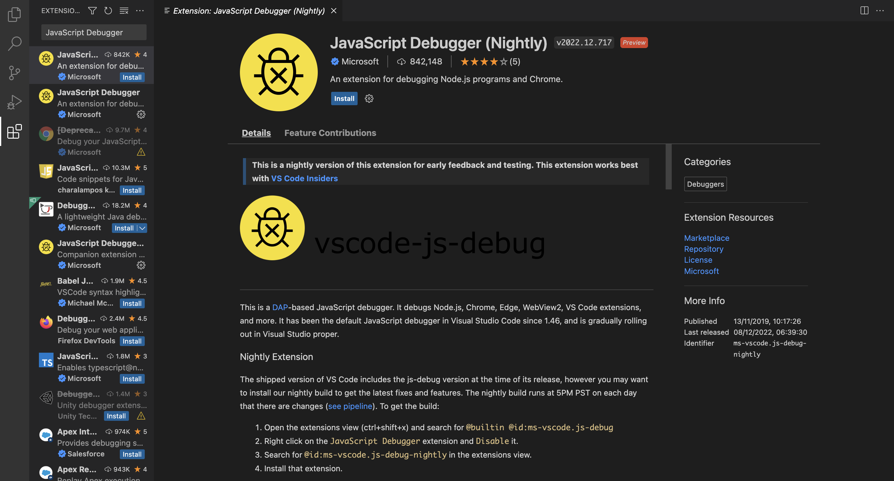 JavaScript Debugger Nightly