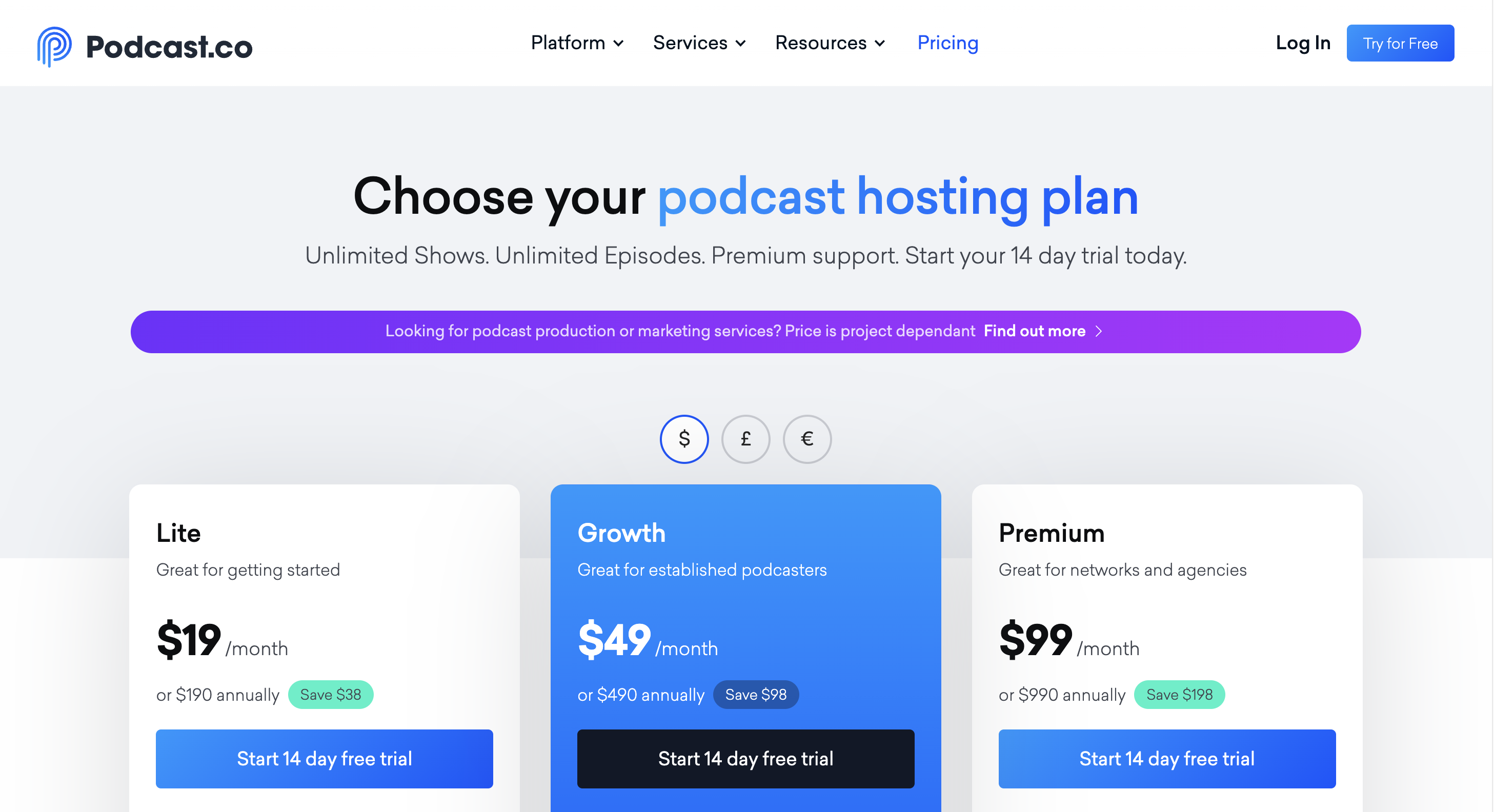 Podcast.co Pricing