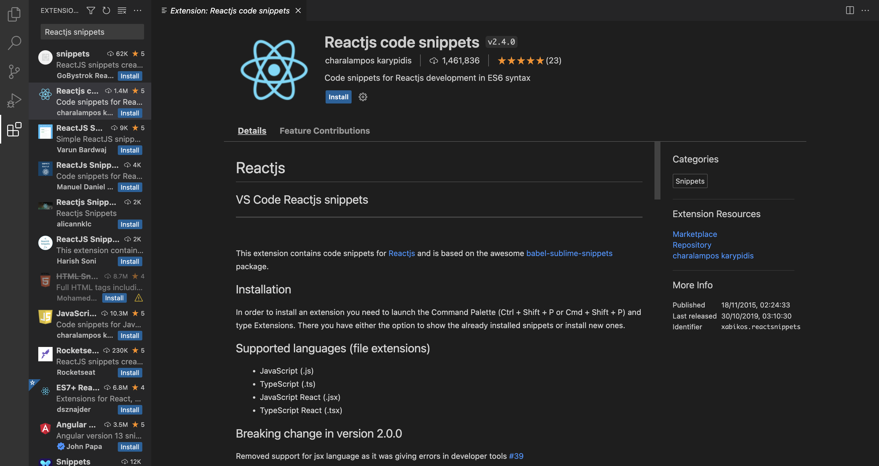 Úryvky kódu Reactjs