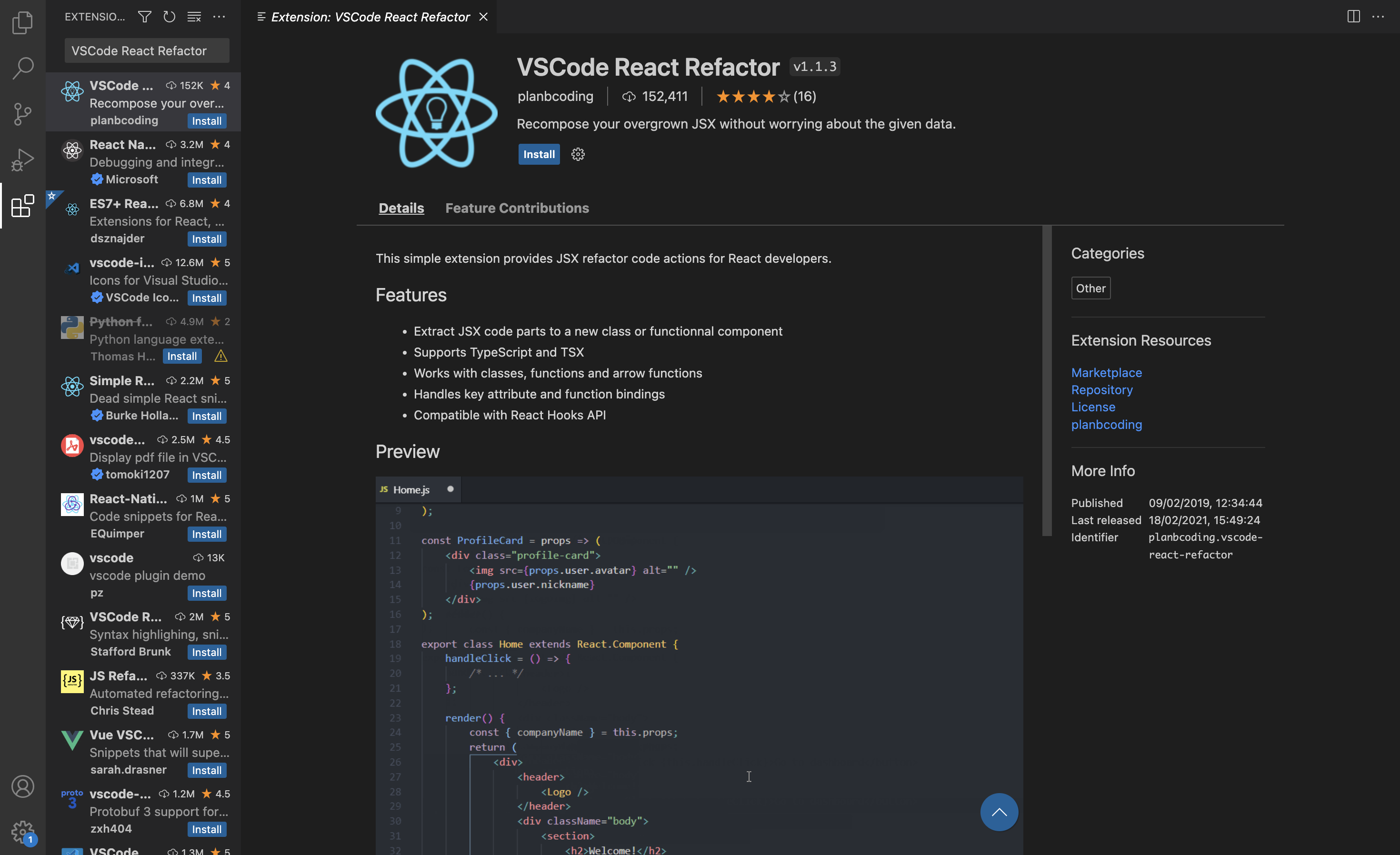 VSCode React Refactor