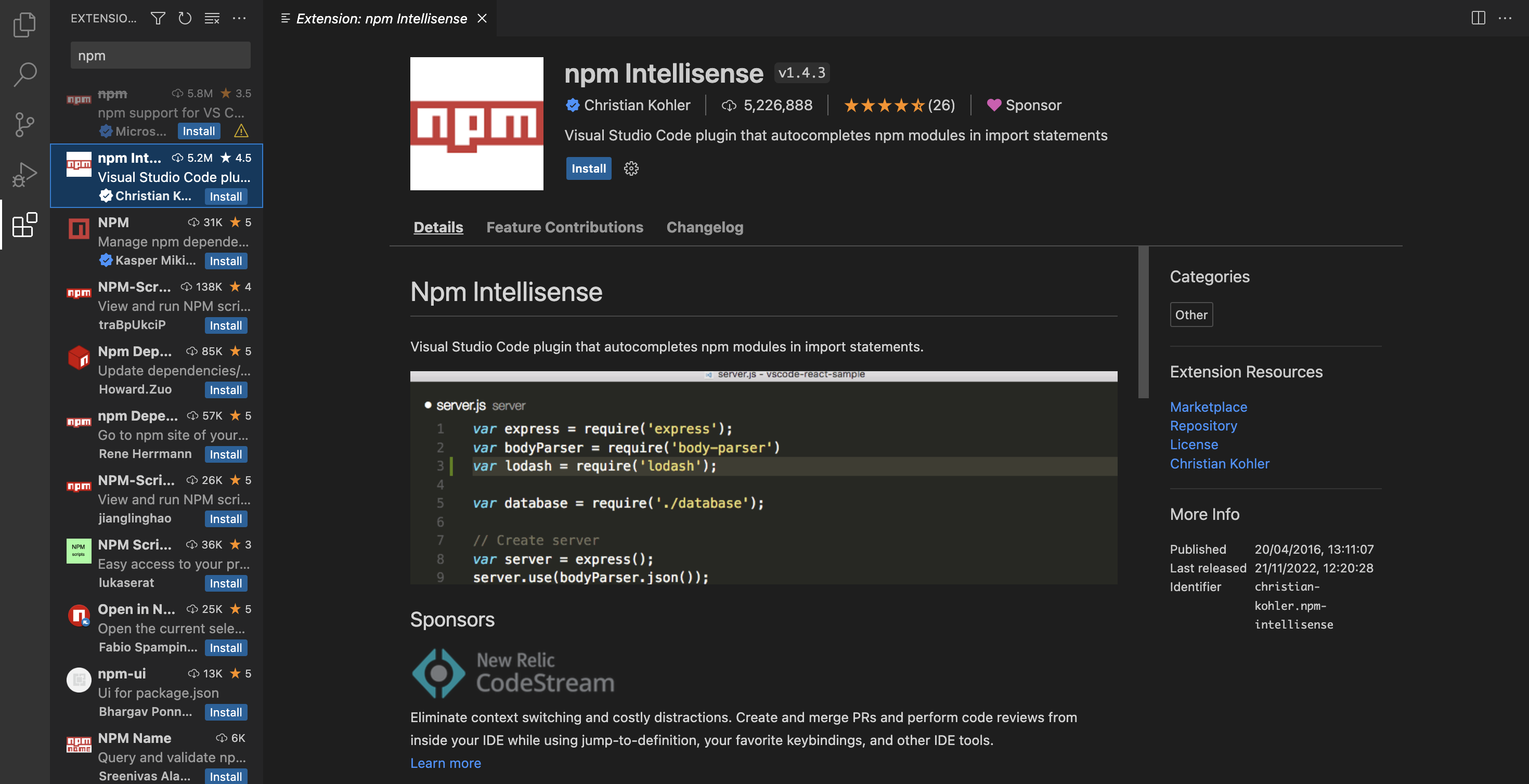 Npm Intellisenso