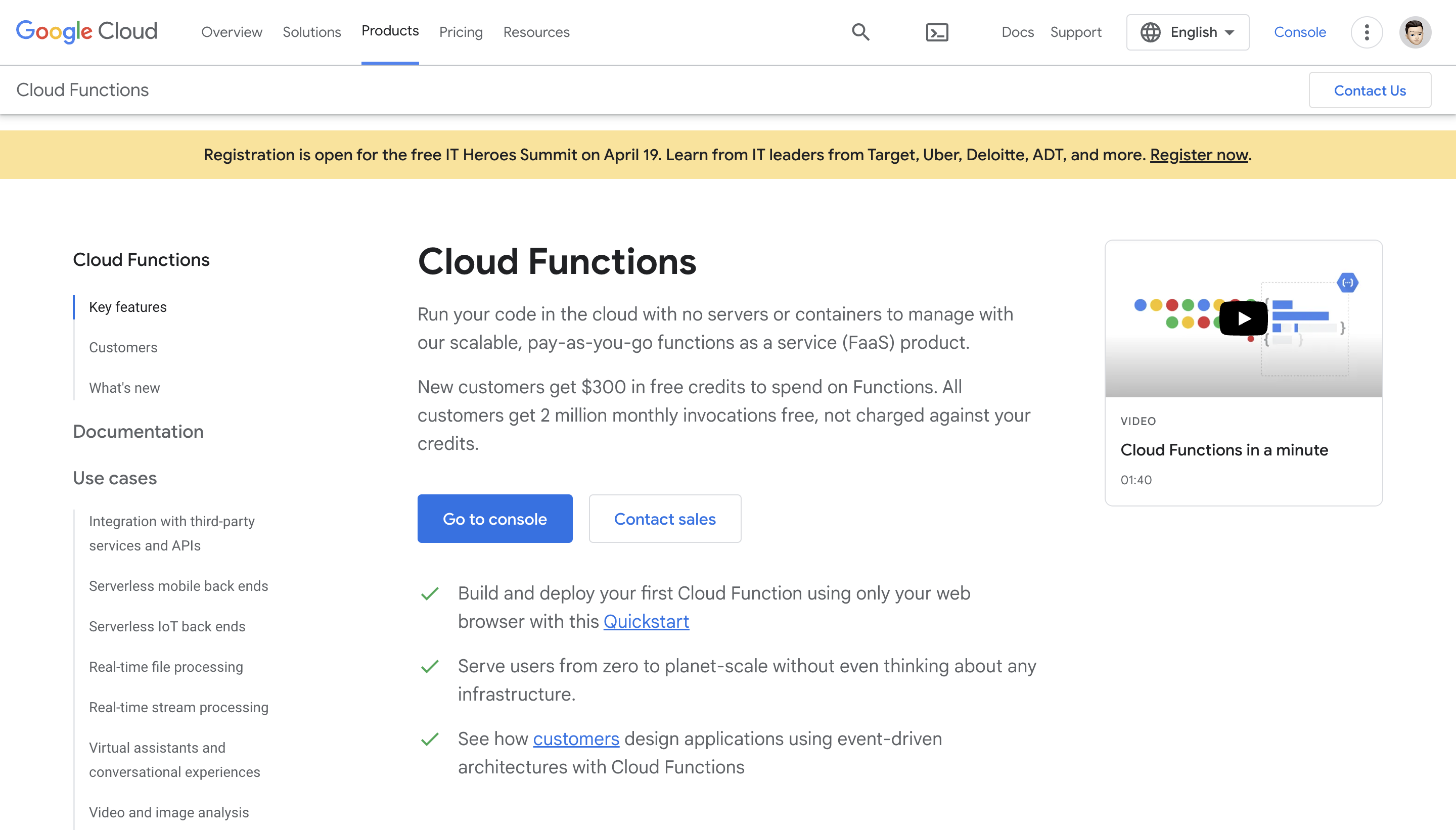 Google Cloud လုပ်ဆောင်ချက်များ