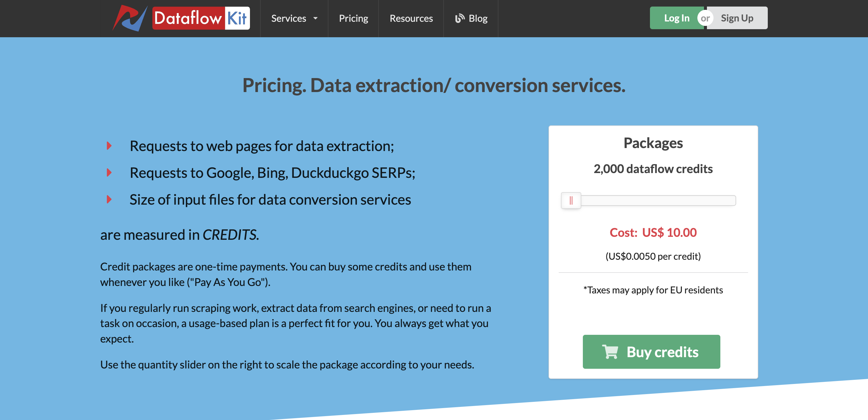 Dataflow Kit Pricing