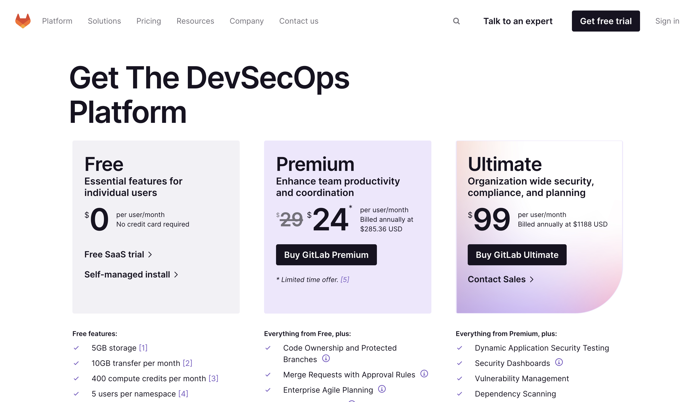 GitLab Pricing