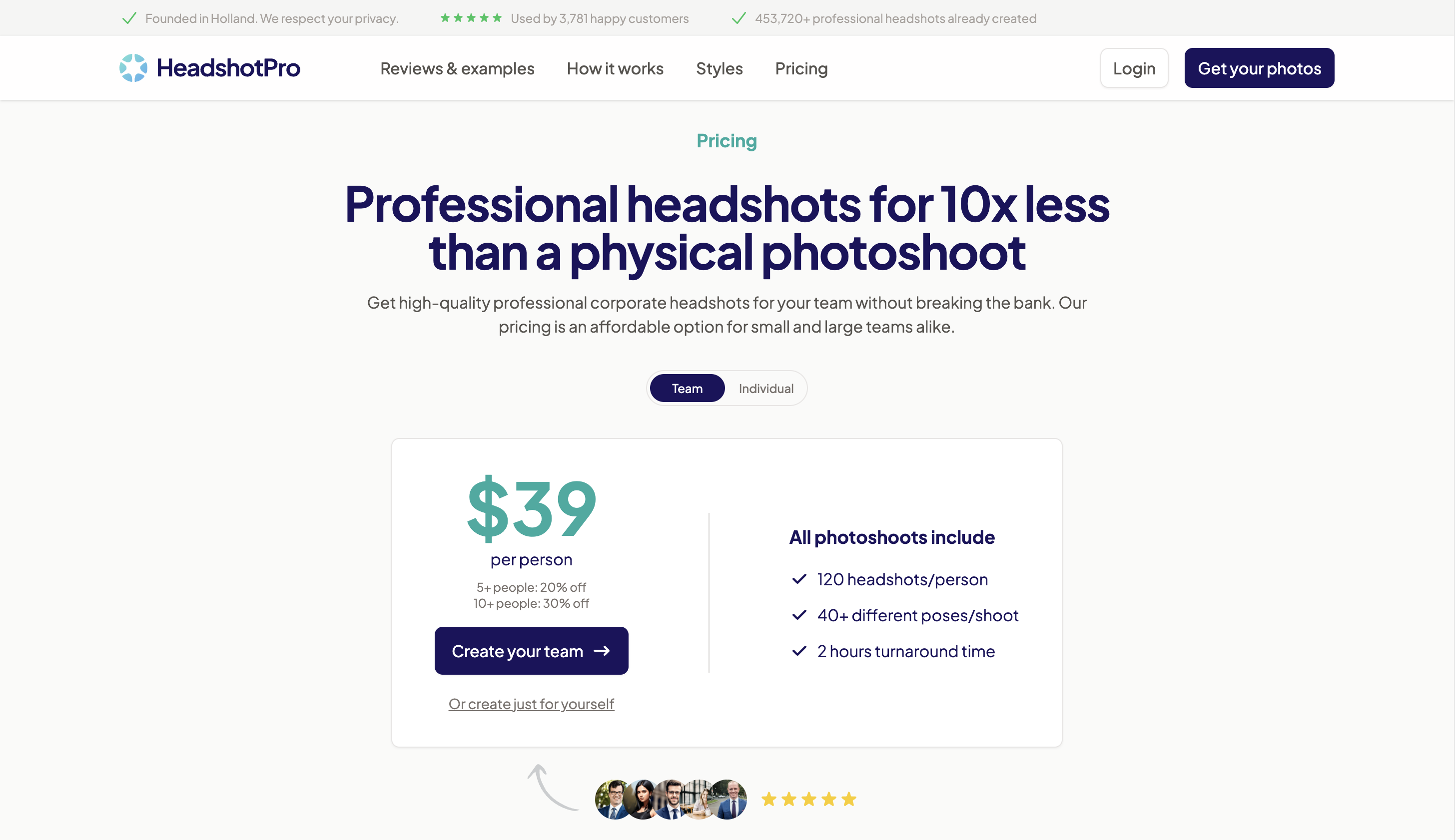 Headshot Pro Fiyatlandırması