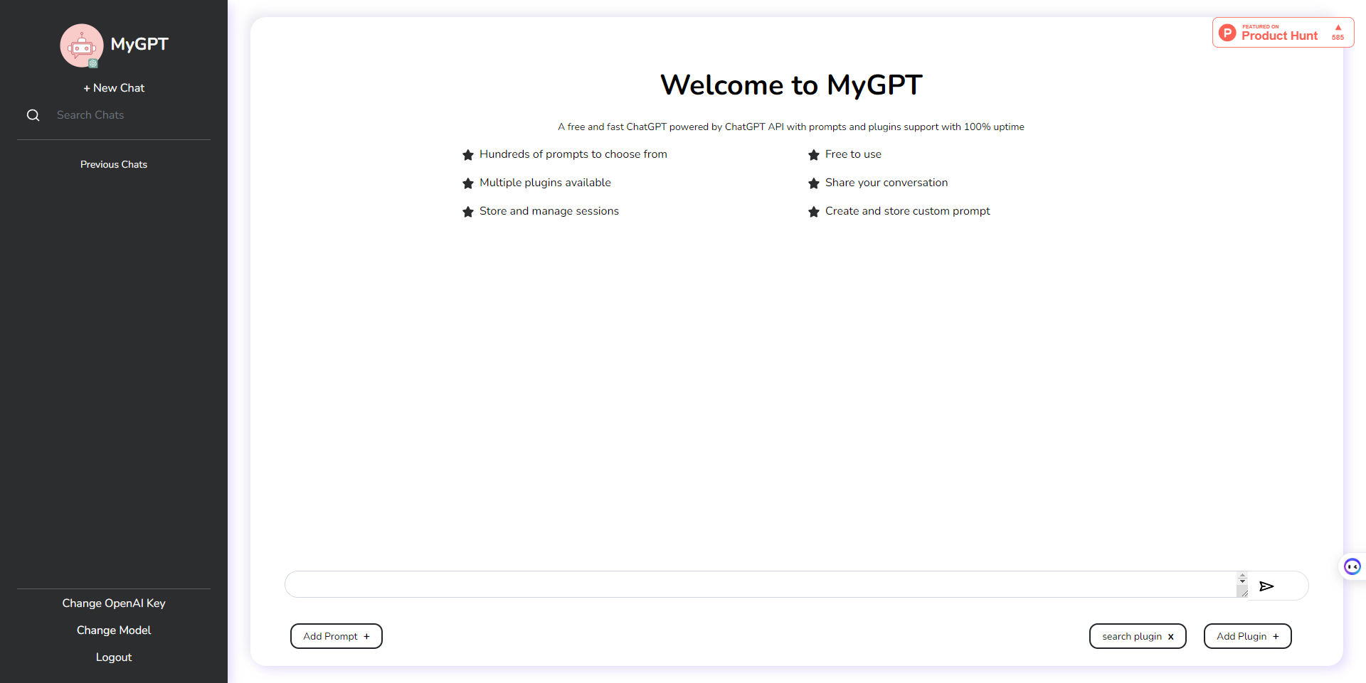 MyGPT इंटरफ़ेस