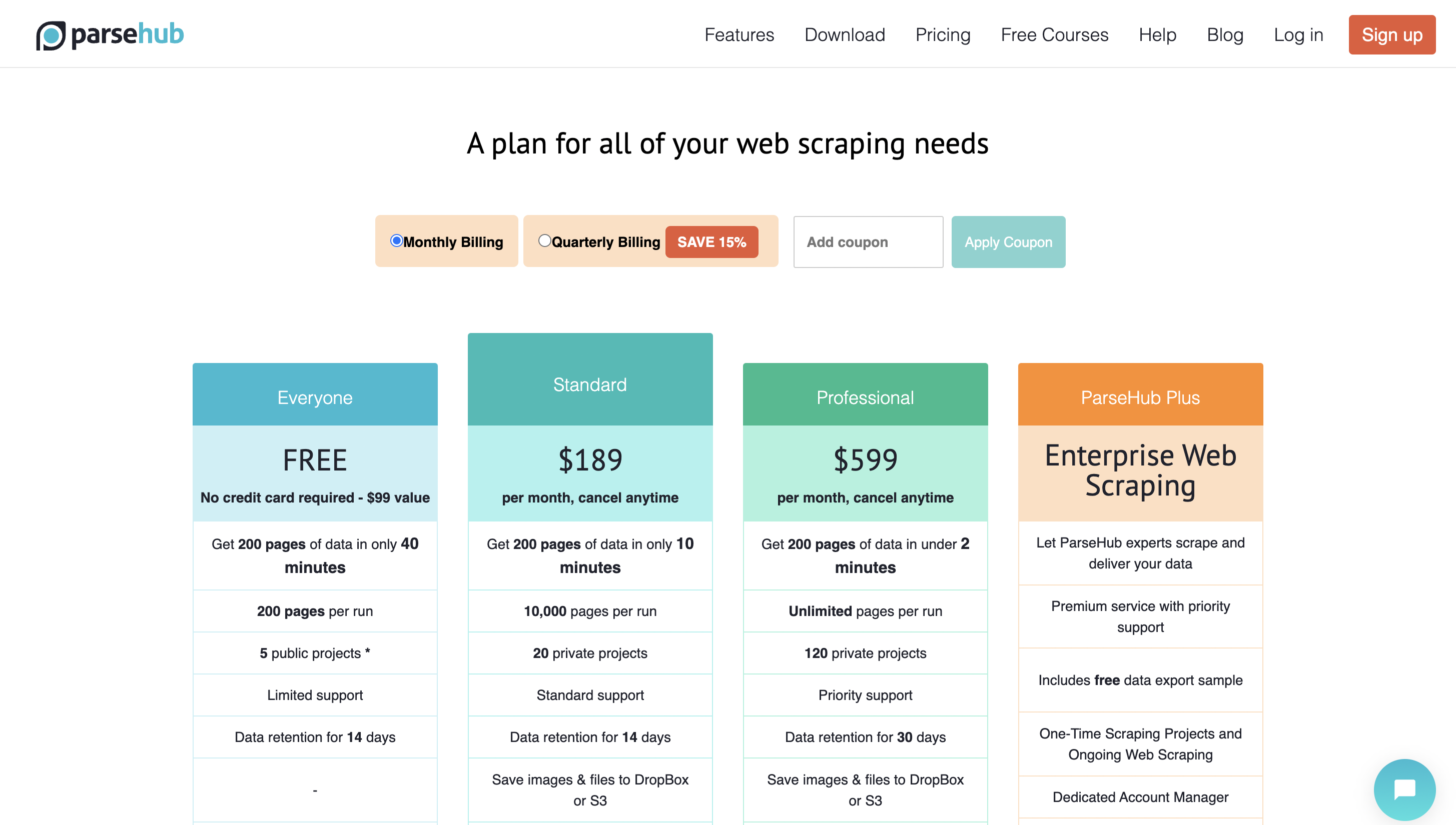 Parsehub Pricing