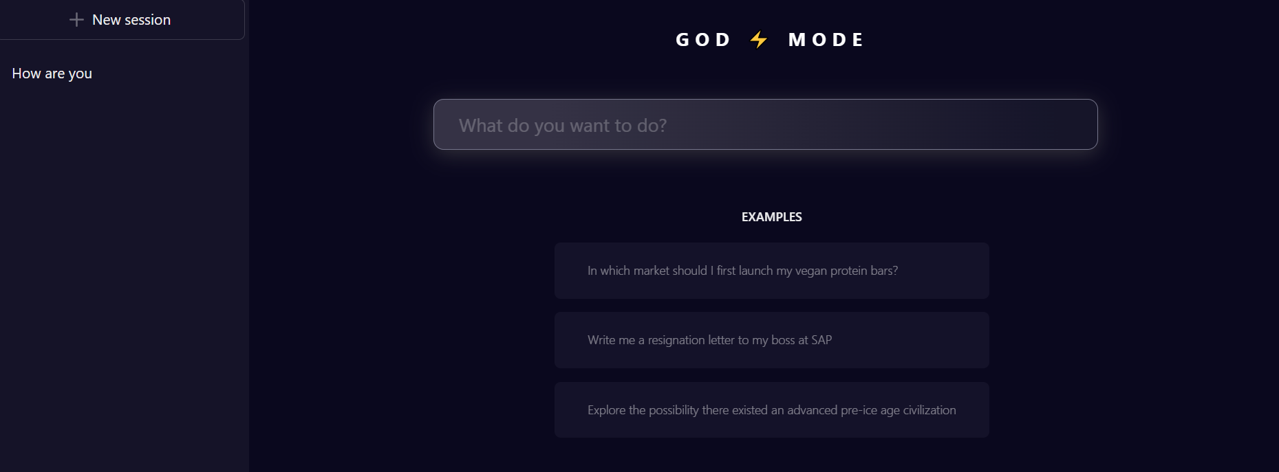 Godmode Homepage