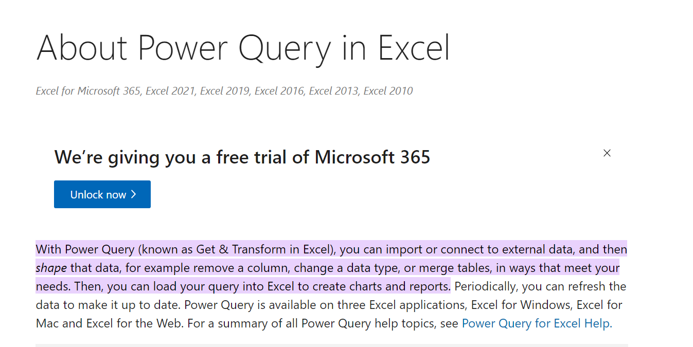 Power Query Excell